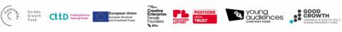 cultivator, CIID, Female Founders, Postcode Lottery, BFI young audiences, Good Growth logos 