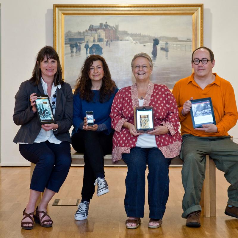 awen directors Nick Harpley and Barbara Santi with former director of Penlee House, Louise Connell and Linda Collins, project volunteer 