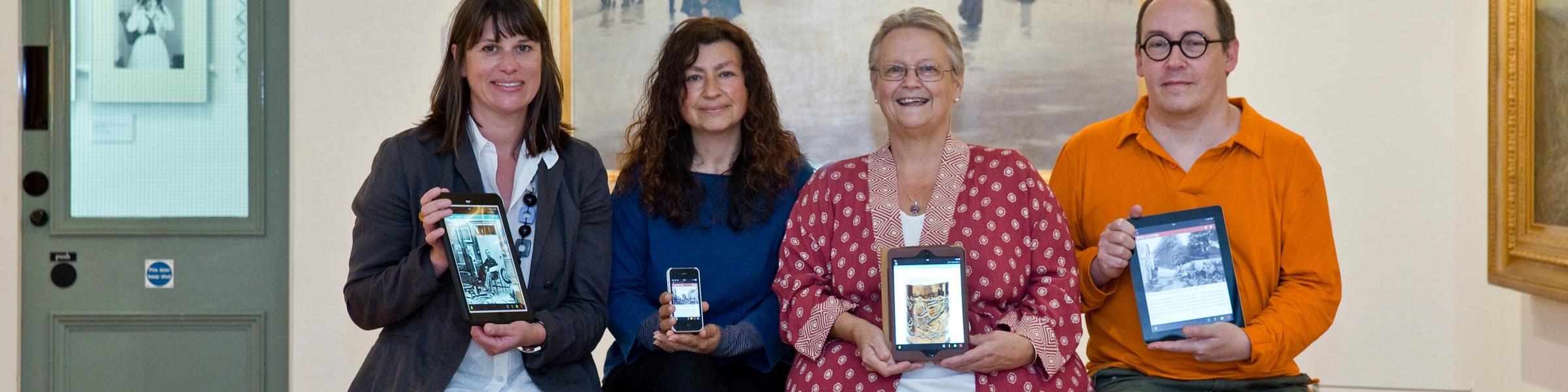 awen directors Nick Harpley and Barbara Santi with former director of Penlee House, Louise Connell and Linda Collins, project volunteer 